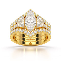 3.1 CT Marquise Cut Lab Diamond Layered Ring