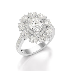 3.16 CT Halo Oval Cut Lab Diamond Ring