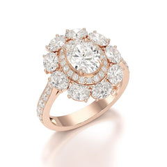 3.16 CT Halo Oval Cut Lab Diamond Ring