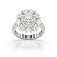 3.16 CT Halo Oval Cut Lab Diamond Ring