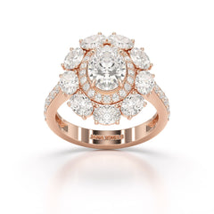 3.16 CT Halo Oval Cut Lab Diamond Ring