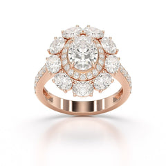 3.16 CT Halo Oval Cut Lab Diamond Ring