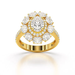 3.16 CT Halo Oval Cut Lab Diamond Ring