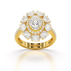 3.16 CT Halo Oval Cut Lab Diamond Ring