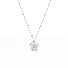 3.29 CT Pear Cut Lab Diamond Chain Pendant