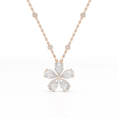 3.29 CT Pear Cut Lab Diamond Chain Pendant