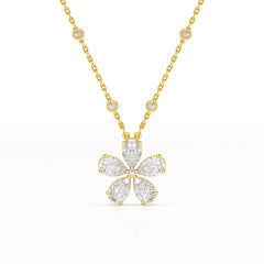 3.29 CT Pear Cut Lab Diamond Chain Pendant