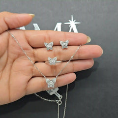 3.55 CT Butterfly Shaped Diamond Jewellery Set - Ring, Earring & Chain Pendant (Ready for Delivery)