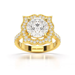 3.65 CT Lab Diamond Halo Round Cut Flower Ring