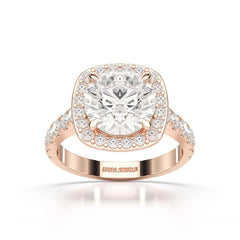 3.8 CT Lab Diamond Round Cut Halo Ring