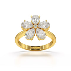 2.4 CT Pear Cut Lab Diamond Flower Shape Ring