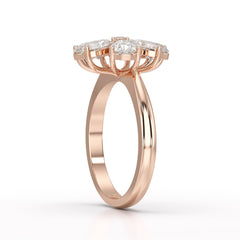 3.8 CT Pear Cut Lab Diamond Flower Shape Ring