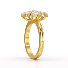 3.8 CT Pear Cut Lab Diamond Flower Shape Ring