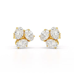 3 CT Lab Diamond Oval Cut Three Stone Earrings