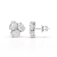 3 CT Lab Diamond Oval Cut Three Stone Earrings