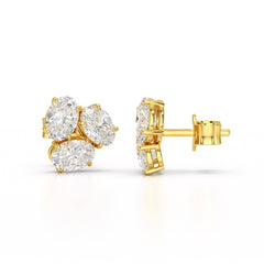 3 CT Lab Diamond Pear Cut Three Stone Earrings