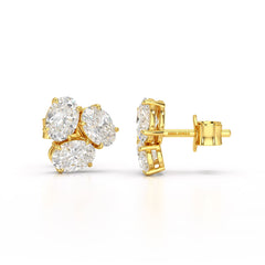 3 CT Lab Diamond Oval Cut Three Stone Earrings