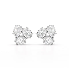 3 CT Lab Diamond Oval Cut Three Stone Earrings