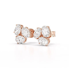 3 CT Lab Diamond Oval Cut Three Stone Earrings