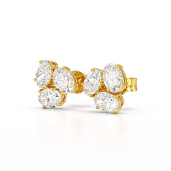 3 CT Lab Diamond Oval Cut Three Stone Earrings
