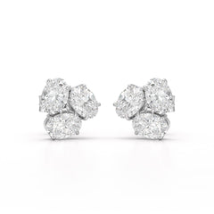 3 CT Lab Diamond Oval Cut Three Stone Earrings