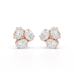 3 CT Lab Diamond Oval Cut Three Stone Earrings