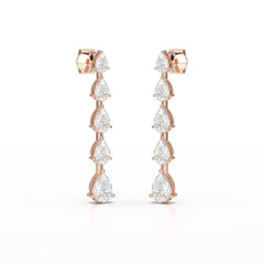 4.02 CT Pear Cut Dangle Drop Lab Diamond Earrings