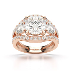 4.08 CT Lab Diamond Round Cut Classic Ring