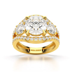 4.08 CT Lab Diamond Round Cut Classic Ring