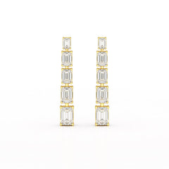 4.09 CT Emerald Cut Lab Diamond Dangle Earrings