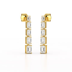 4.09 CT Emerald Cut Lab Diamond Dangle Earrings