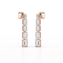 4.09 CT Emerald Cut Lab Diamond Dangle Earrings
