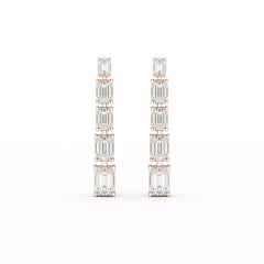 4.09 CT Emerald Cut Lab Diamond Dangle Earrings