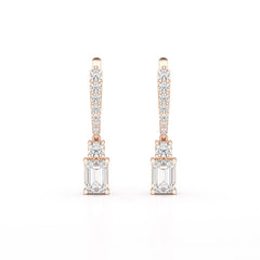 4.42 CT Emerald Cut Drop Lab Diamond Earring