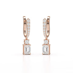 4.42 CT Emerald Cut Drop Lab Diamond Earring