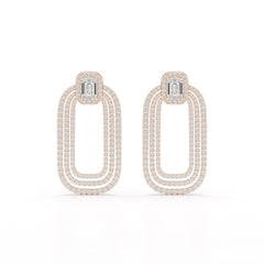 4.46 CT Lab Diamond Halo Drop Earrings