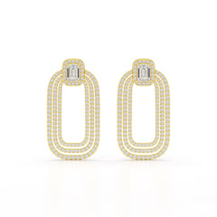 4.46 CT Lab Diamond Halo Drop Earrings