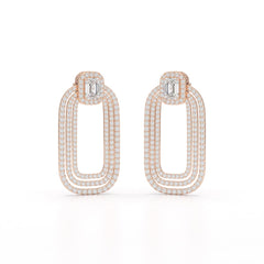 4.46 CT Lab Diamond Halo Drop Earrings