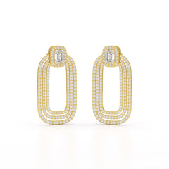 4.46 CT Lab Diamond Halo Drop Earrings