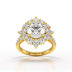 4.95 Carat Round Pear Lab Diamond Ring - Jama Jewels