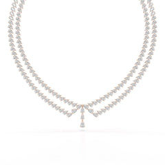 49.5 CT Lab Diamond Pear Cut Two Layer Necklace