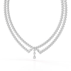 49.5 CT Lab Diamond Pear Cut Two Layer Necklace