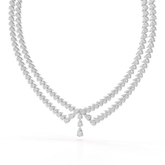 49.5 CT Lab Diamond Pear Cut Two Layer Necklace