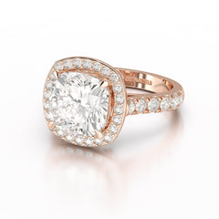 5.74 CT Lab Diamond Cushion Cut Halo Ring