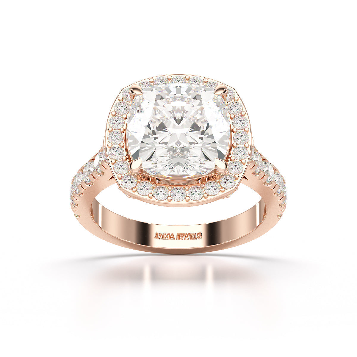5.74 CT Lab Diamond Cushion Cut Halo Ring