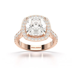 5.74 CT Lab Diamond Cushion Cut Halo Ring
