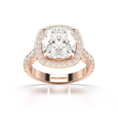 5.74 CT Lab Diamond Cushion Cut Halo Ring