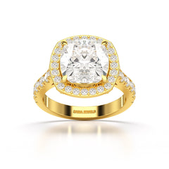 5.74 CT Lab Diamond Cushion Cut Halo Ring