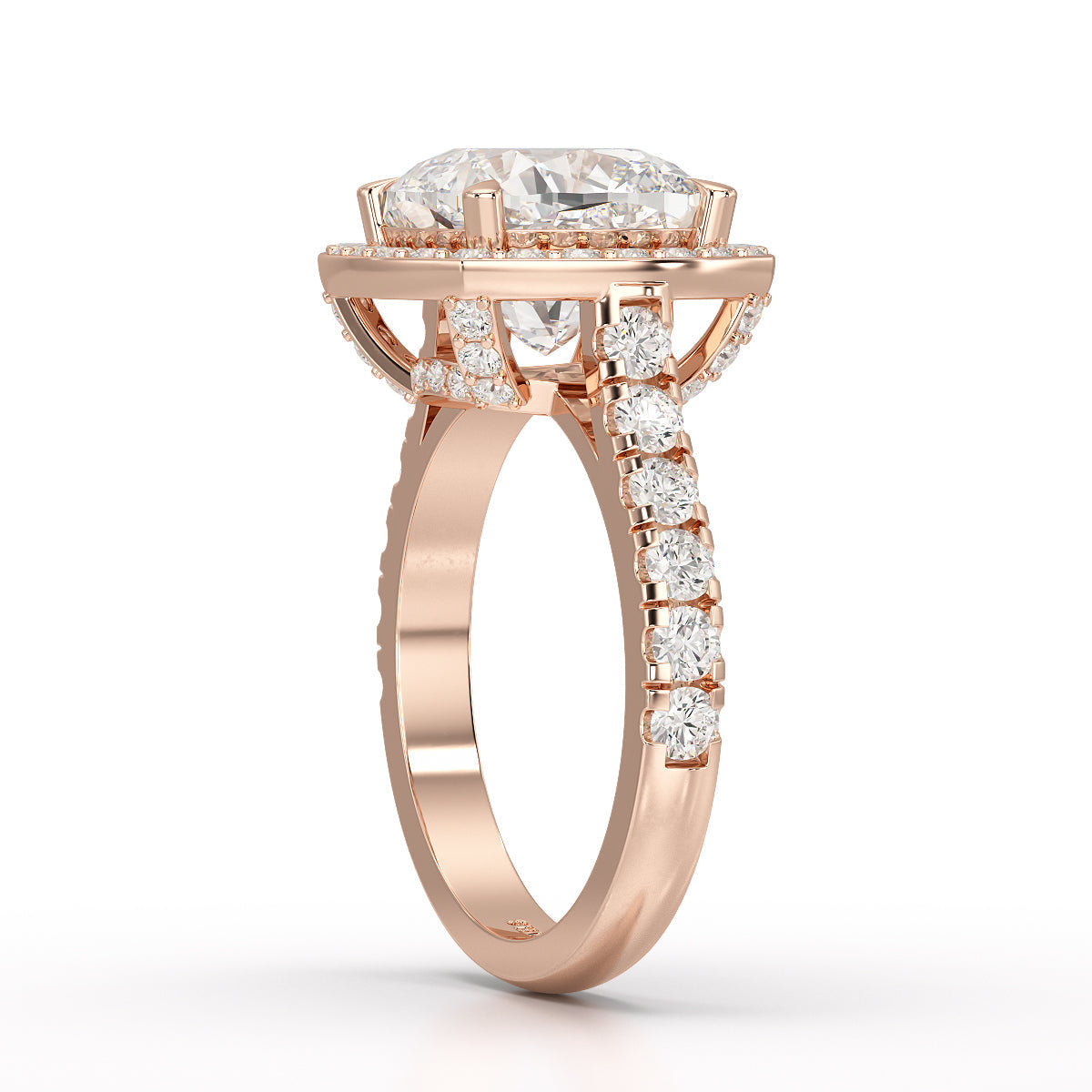5.74 CT Lab Diamond Cushion Cut Halo Ring