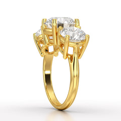 Round Lab Diamond Three Stone 6.07 CT Wedding Ring - Jama Jewels